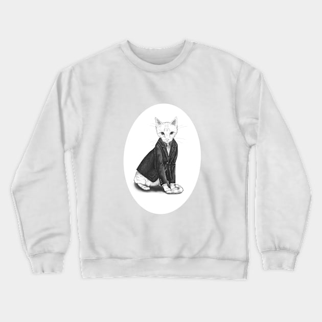 Suit Cat Crewneck Sweatshirt by JaqiW